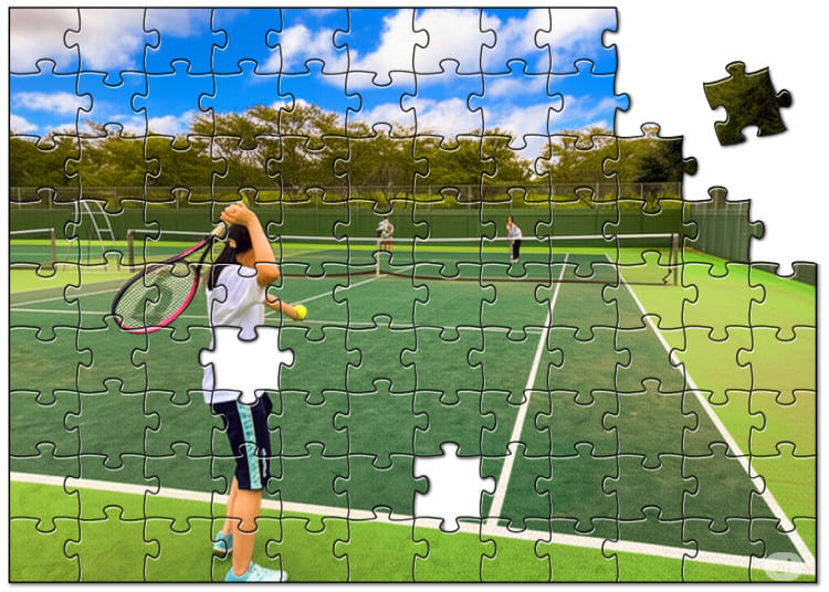 御宿で楽しんだゴルフやテニス写真をジグソーパズルに　オリジナルジグソーパズル