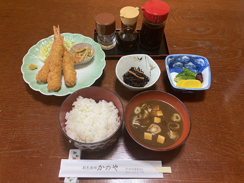 御宿町 旅館かのや エビフライ定食