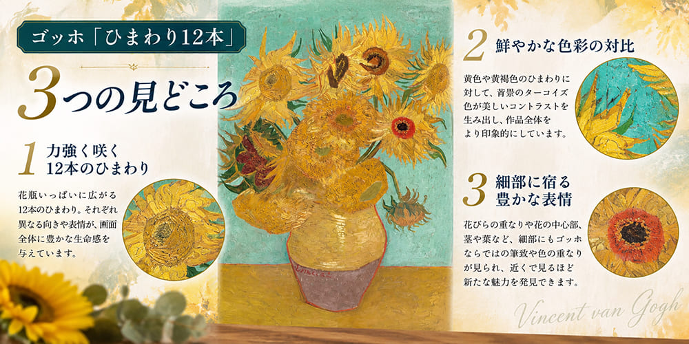 ゴッホ「ひまわり12本」の見どころ