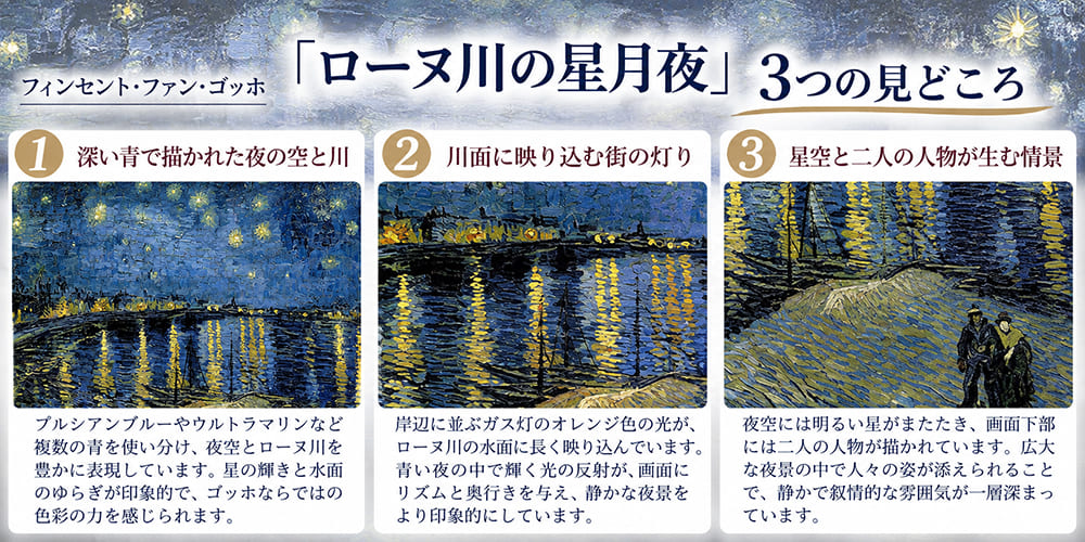 ゴッホ「ローヌ川の星月夜」の見どころ