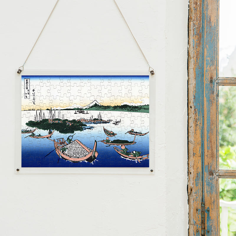 「富嶽三十六景 武陽佃島（葛飾北斎）」パズルをインテリアとして飾る