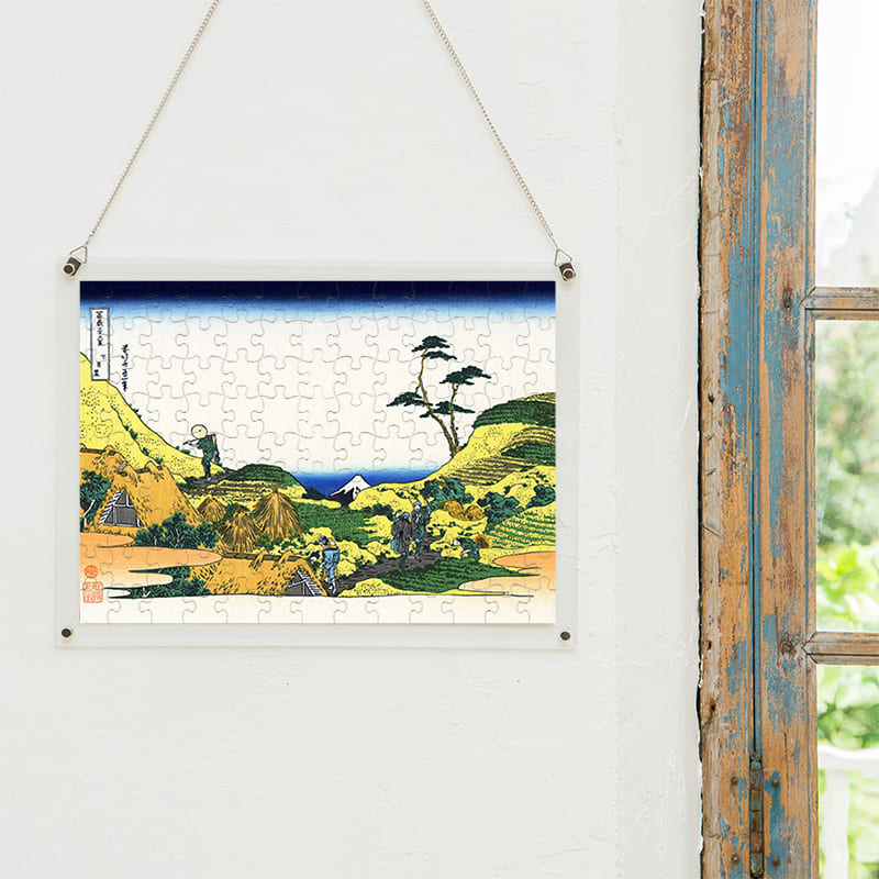 「富嶽三十六景 下目黒（葛飾北斎）」パズルをインテリアとして飾る