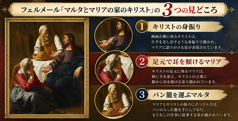 フェルメール「マルタとマリアの家のキリスト」の3つの見どころ