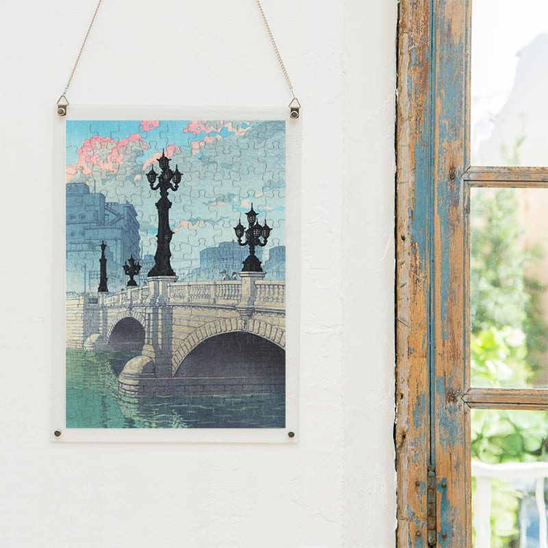 「東海道風景選集 日本橋（夜明）（川瀬巴水）」パズルをインテリアとして飾る