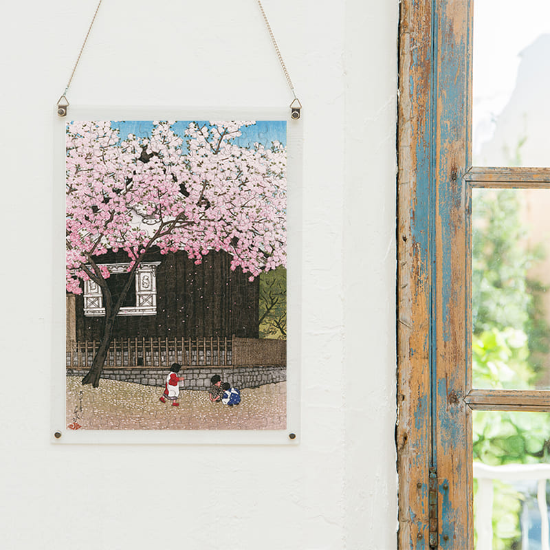 「東京十二題 春の阿たご山（川瀬巴水）」パズルをインテリアとして飾る