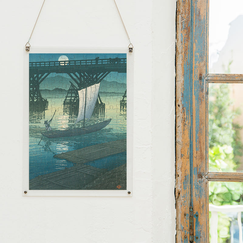 「旅みやげ第二集 小千谷 旭橋（川瀬巴水）」パズルをインテリアとして飾る