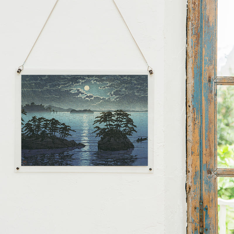 「松嶋双子嶋（川瀬巴水）」パズルをインテリアとして飾る