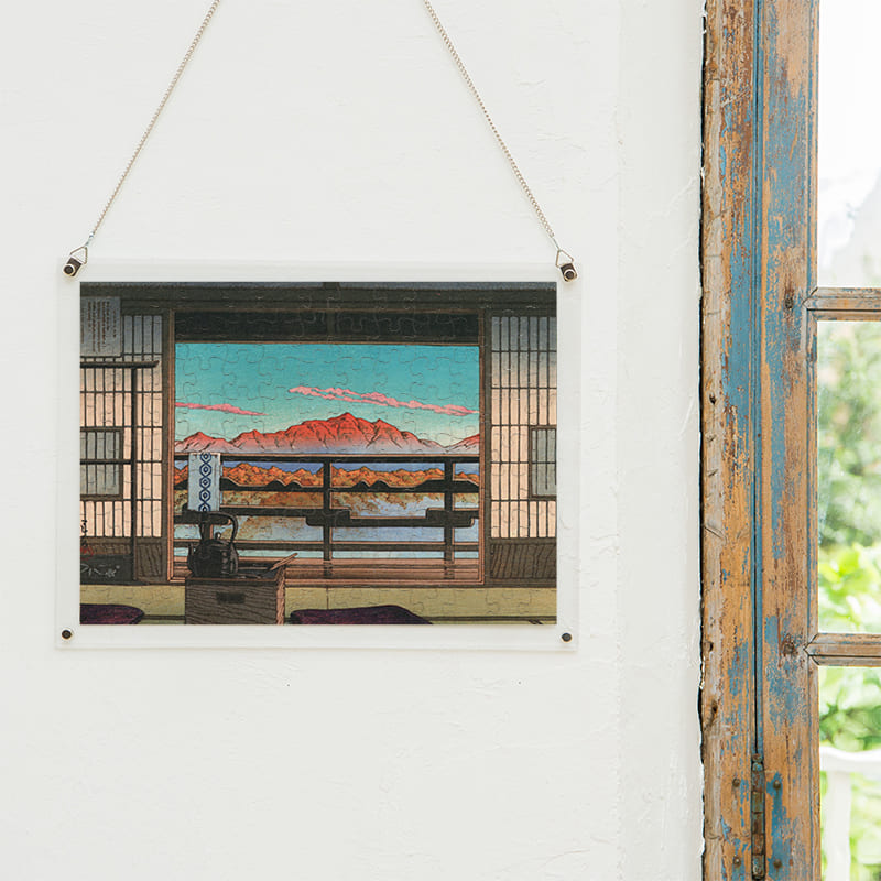 「湯宿の朝（塩原新湯）（川瀬巴水）」パズルをインテリアとして飾る