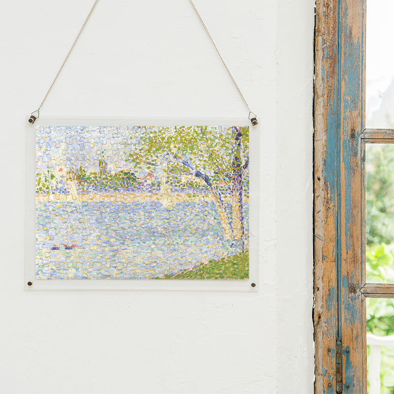 「グランド・ジャット島からのセーヌ川（ジョルジュ・スーラ）」パズルをインテリアとして飾る