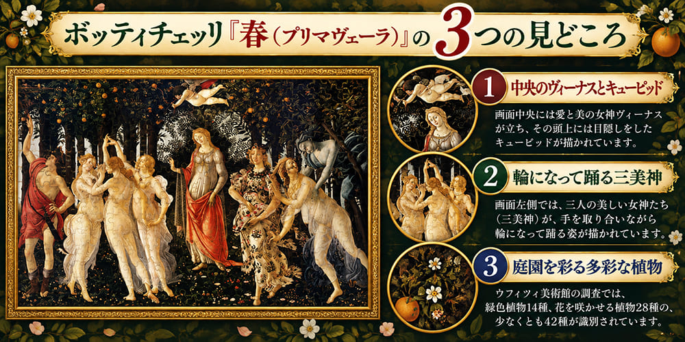ボッティチェッリ「春（プリマヴェーラ）」の3つの見どころ