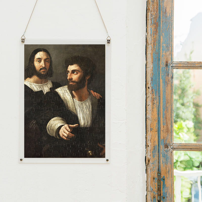 「友人のいる自画像（ラファエロ・サンティ）」パズルをインテリアとして飾る