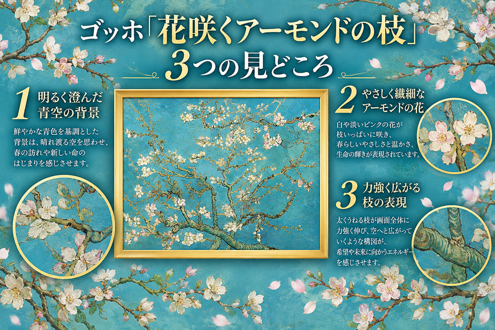ゴッホ「花咲くアーモンドの枝」の見どころ
