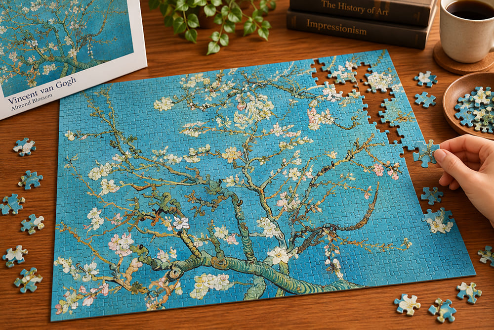 ジグソーパズルで楽しむゴッホ「花咲くアーモンドの枝」