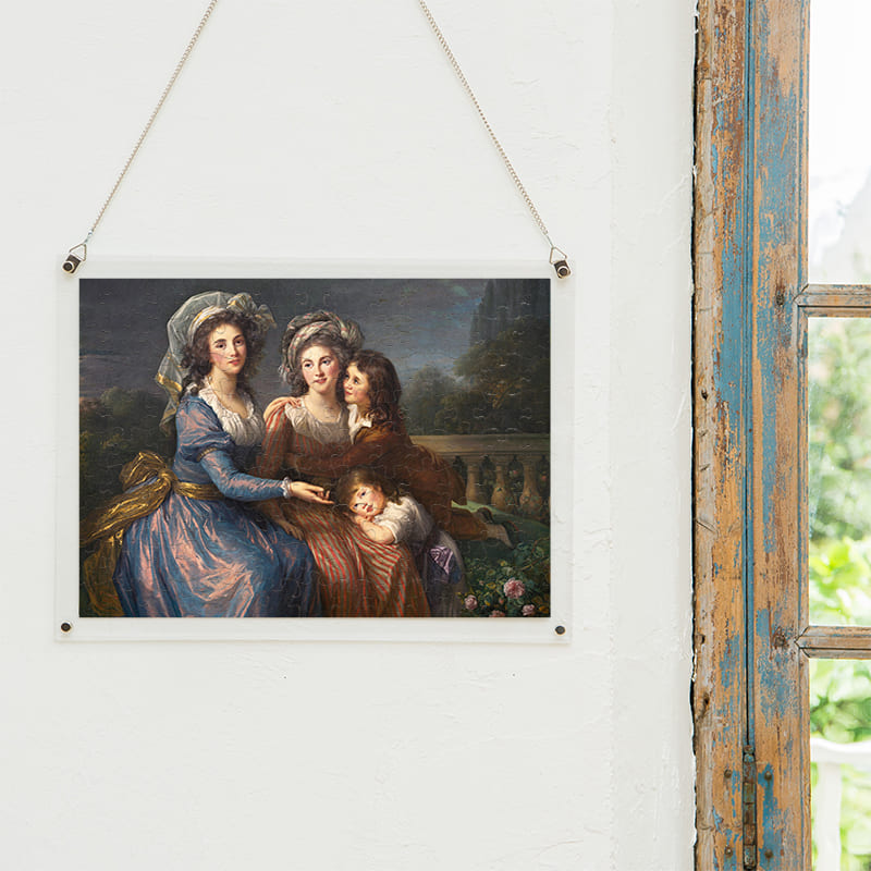 「プゼ侯爵夫人とルージェ侯爵夫人とふたりの息子（エリザベート・ルイーズ・ヴィジェ・ルブラン）」パズルをインテリアとして飾る