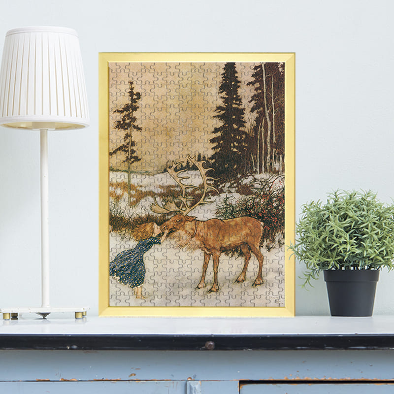 「トナカイにキスして別れを告げるゲルダ（エドマンド・デュラック）（エドマンド・デュラック）」がジグソーパズルに