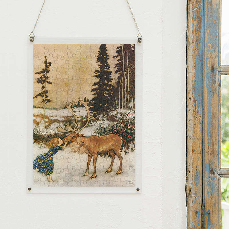 「トナカイにキスして別れを告げるゲルダ（エドマンド・デュラック）（エドマンド・デュラック）」パズルをインテリアとして飾る