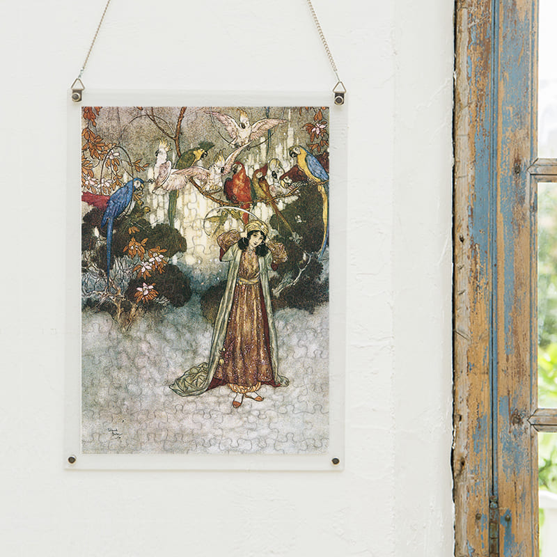 「ラ・ベルと咲いた花とさえずる鳥たち（エドマンド・デュラック）（エドマンド・デュラック）」パズルをインテリアとして飾る