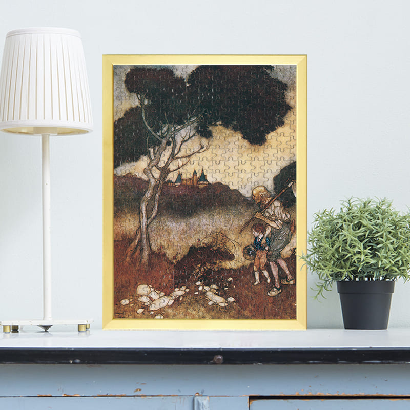 「茨に囲まれた城を見る通りすがりのおじいさんと孫の男の子（エドマンド・デュラック）（エドマンド・デュラック）」がジグソーパズルに