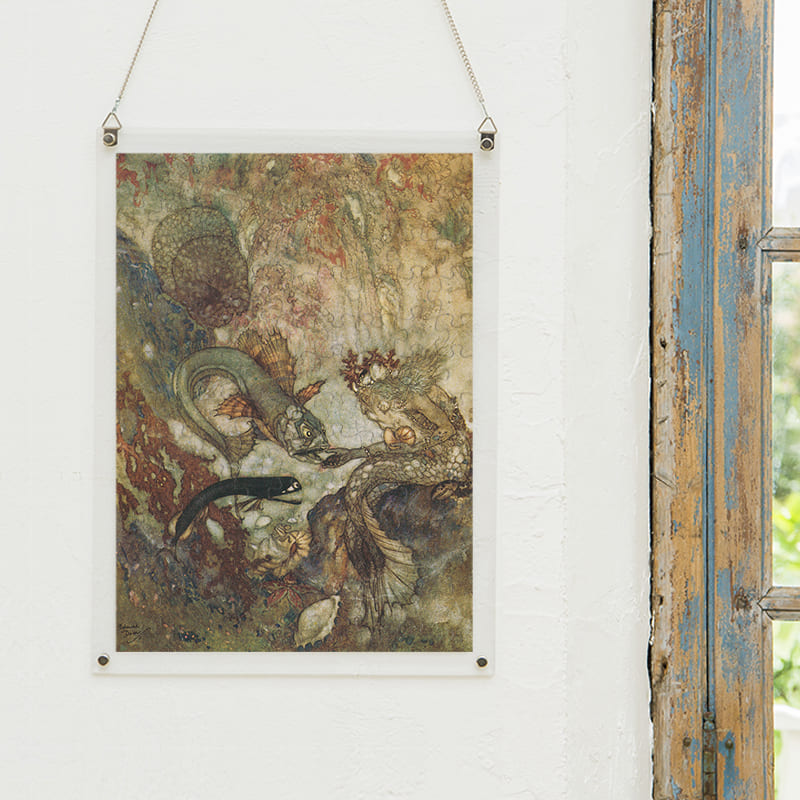 「人魚の王と魚たち（エドマンド・デュラック）（エドマンド・デュラック）」パズルをインテリアとして飾る