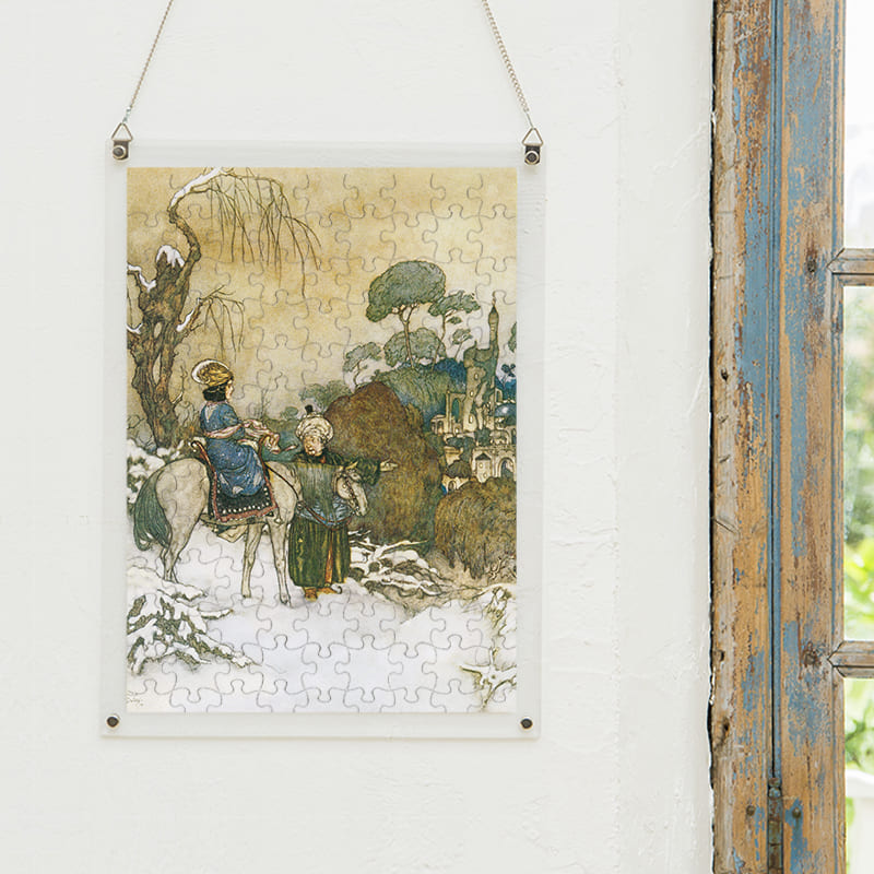 「野獣の館に娘のラ・ベルを連れていく商人の父（エドマンド・デュラック）（エドマンド・デュラック）」パズルをインテリアとして飾る