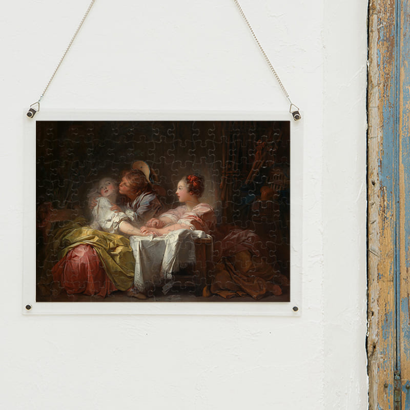「盗まれた接吻(負けた罰に)（ジャン・オノレ・フラゴナール）」パズルをインテリアとして飾る