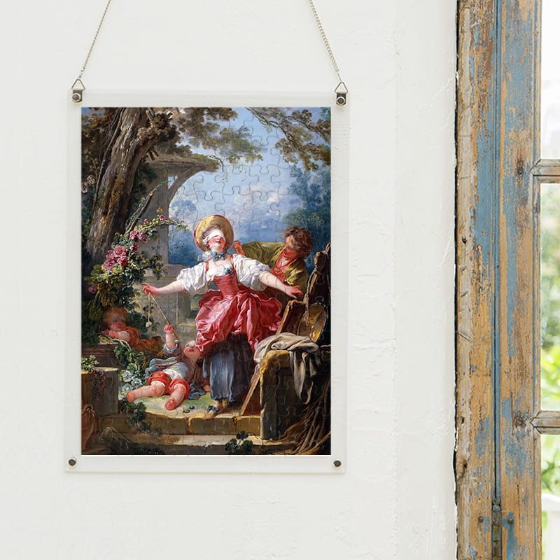 「目隠し鬼（ジャン・オノレ・フラゴナール）」パズルをインテリアとして飾る
