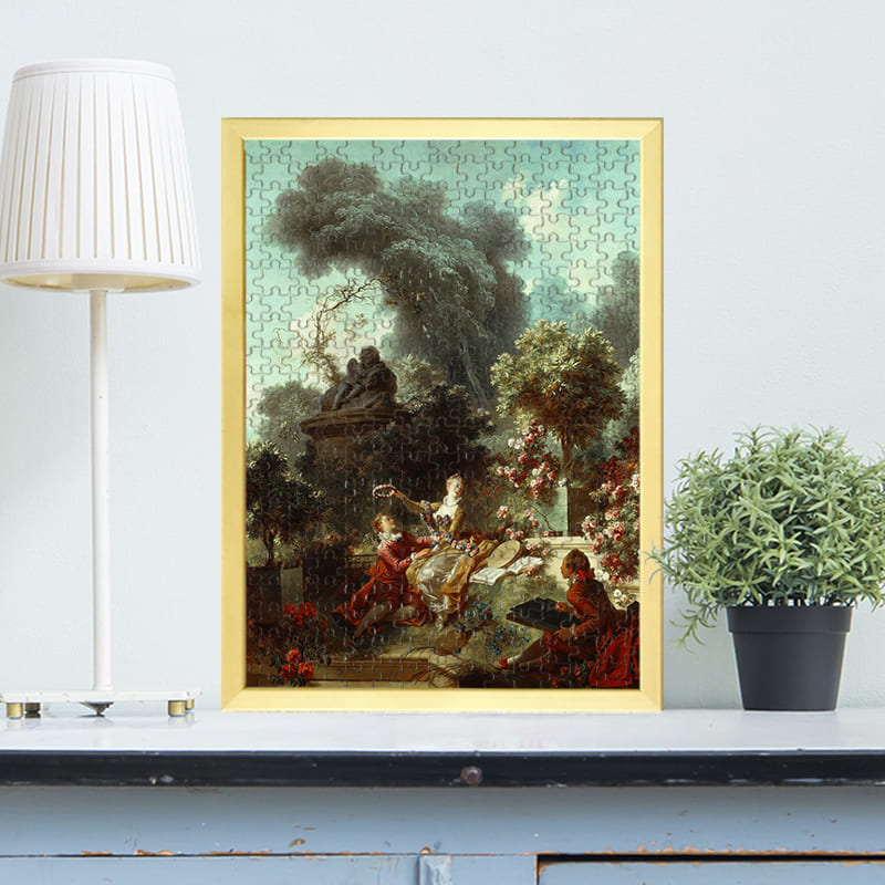 「恋の成り行き-冠を受ける恋人（ジャン・オノレ・フラゴナール）」がジグソーパズルに