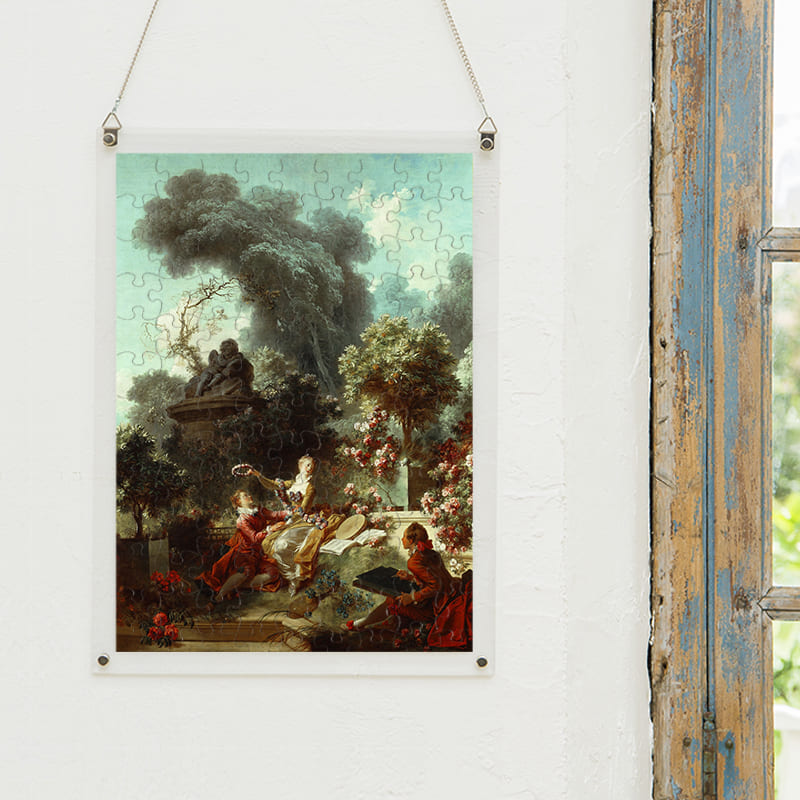 「恋の成り行き-冠を受ける恋人（ジャン・オノレ・フラゴナール）」パズルをインテリアとして飾る