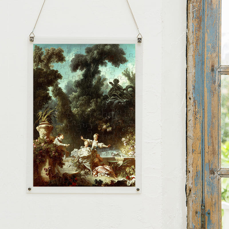「恋の成り行き-追跡（ジャン・オノレ・フラゴナール）」パズルをインテリアとして飾る