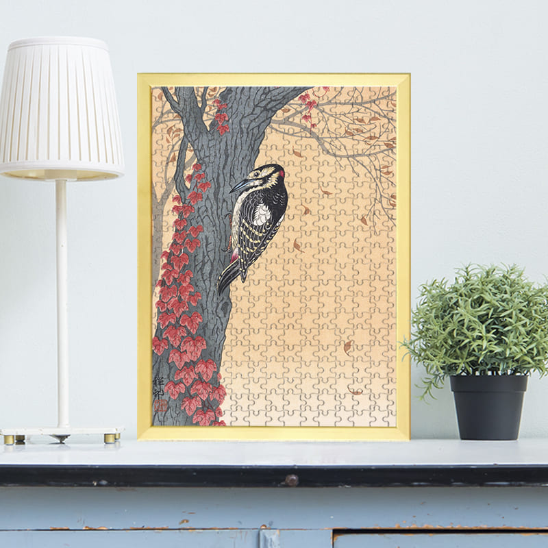 「アカゲラ（小原古邨）」がジグソーパズルに