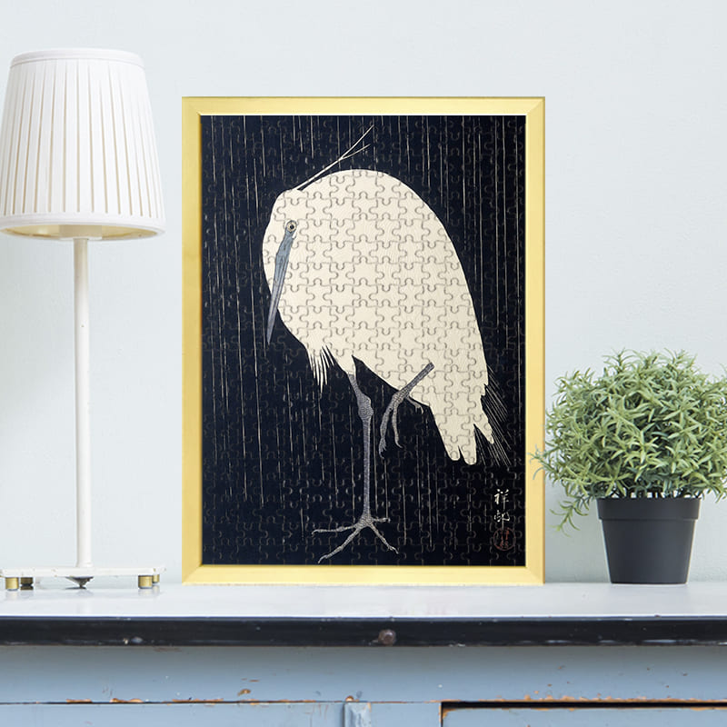 「雨の白鷺（小原古邨）」がジグソーパズルに