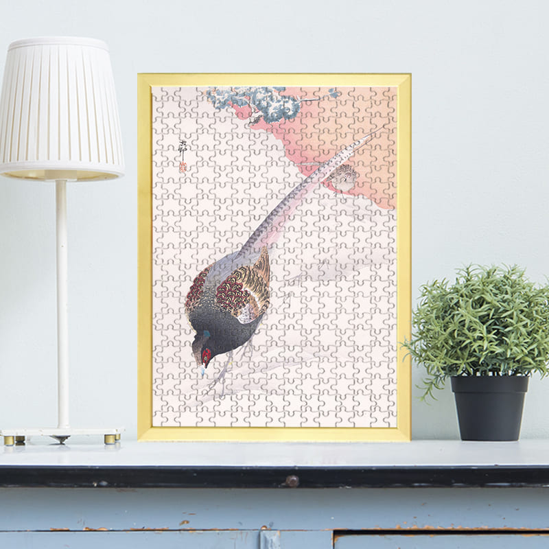 雪の雉（小原古邨）