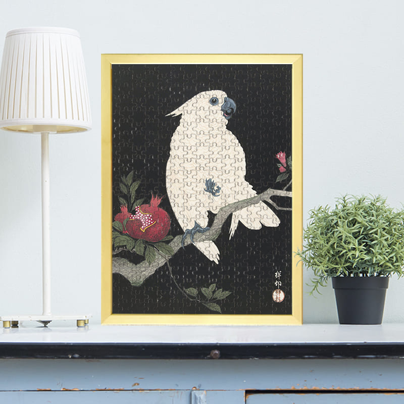 「鸚鵡に柘榴（小原古邨）」がジグソーパズルに