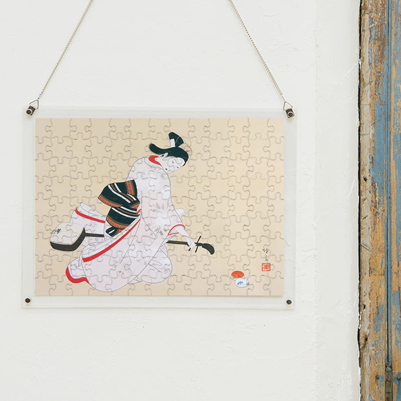 「三味線（北野恒富）」パズルをインテリアとして飾る