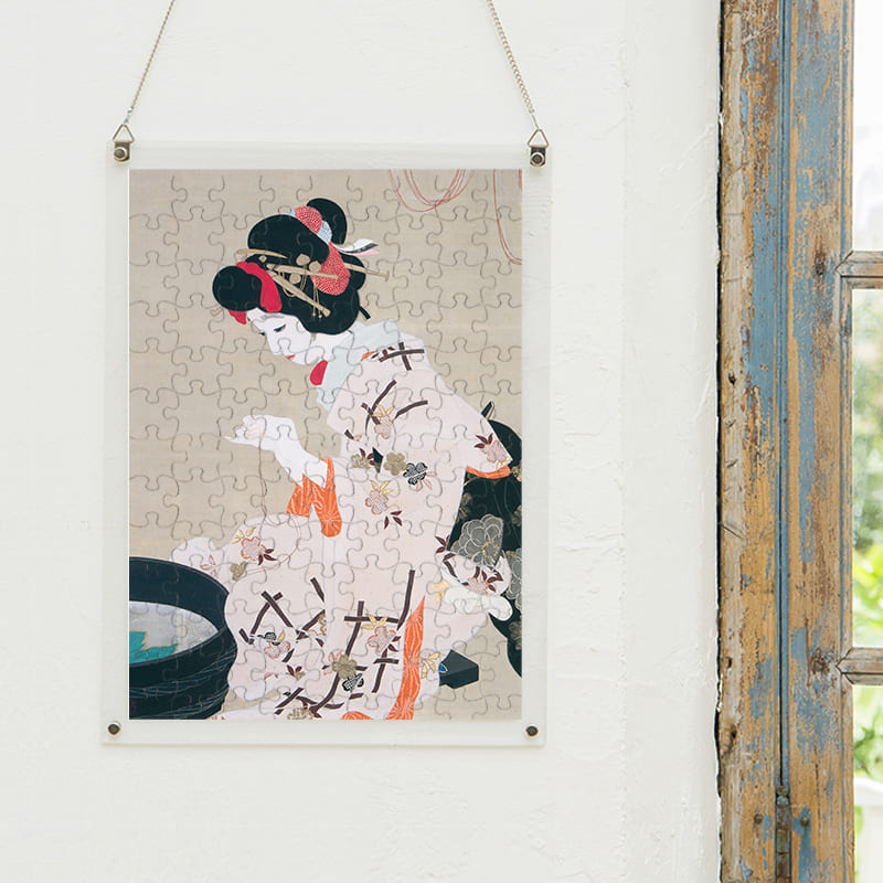 「願いの糸（北野恒富）」パズルをインテリアとして飾る