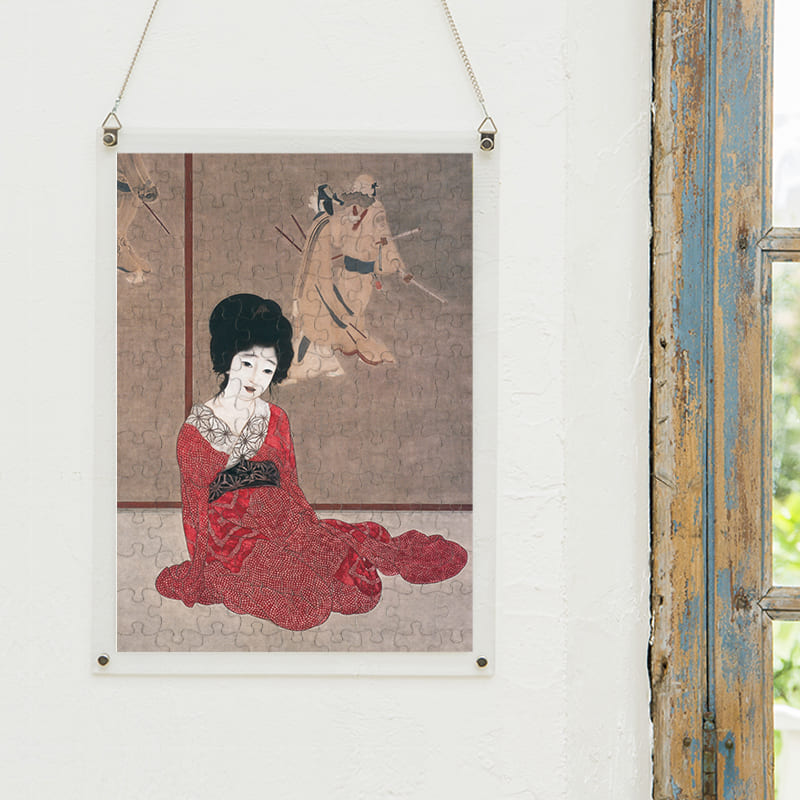 「暖か（北野恒富）」パズルをインテリアとして飾る