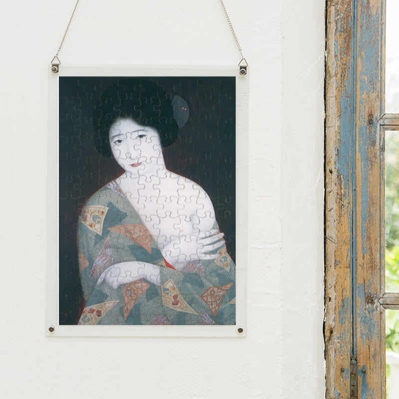 「婦人（北野恒富）」パズルをインテリアとして飾る
