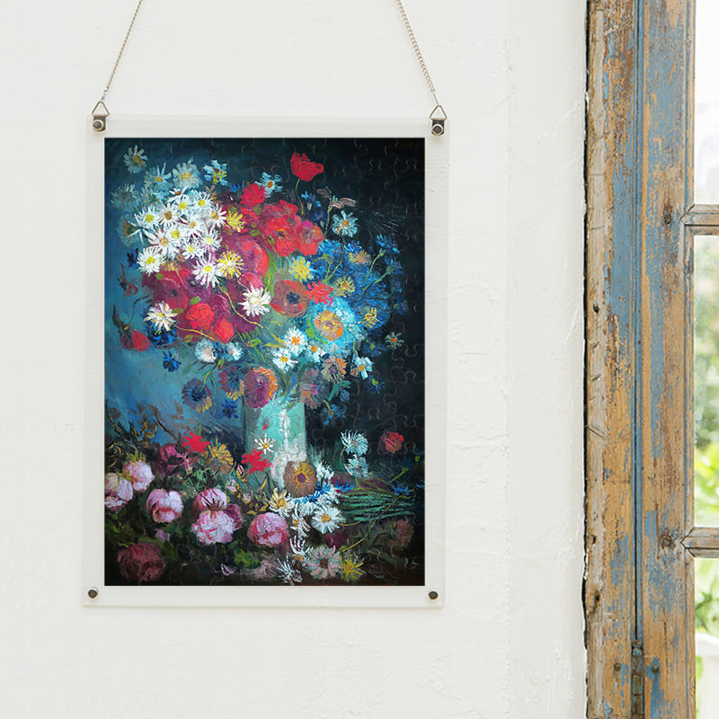 「野花と薔薇の静物画（フィンセント・ファン・ゴッホ）」パズルをインテリアとして飾る