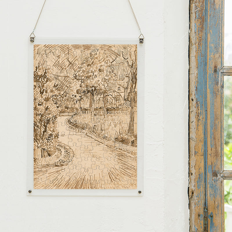 「アルルの公園、黄色い家の角（フィンセント・ファン・ゴッホ）」パズルをインテリアとして飾る