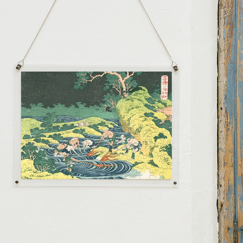 「千絵の海 甲州火振（葛飾北斎）」パズルをインテリアとして飾る