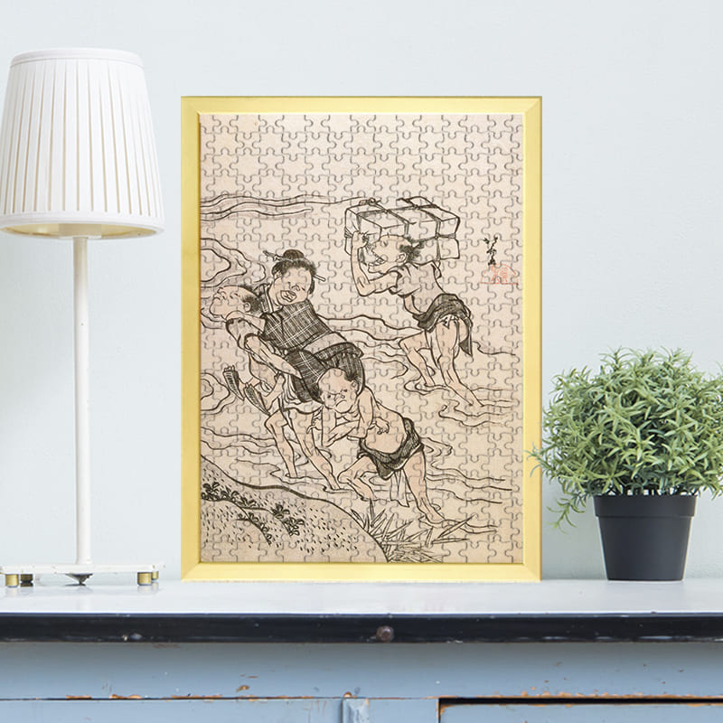 鳥羽絵集会 河渡し（葛飾北斎）