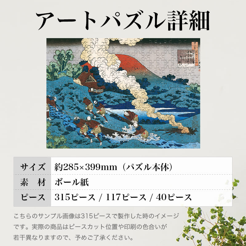 「百人一首乳母かえと起 柿の本人麿（葛飾北斎）」パズルのサイズ、詳細