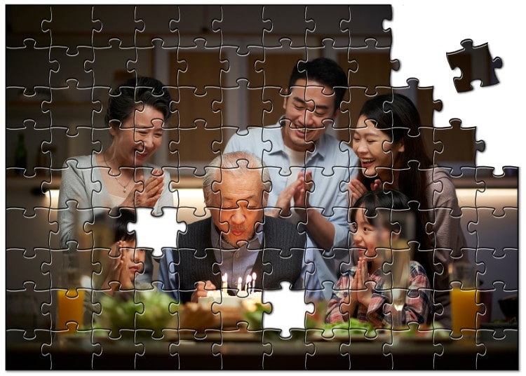 家族、親族が集まった時の集合写真をパズルに
